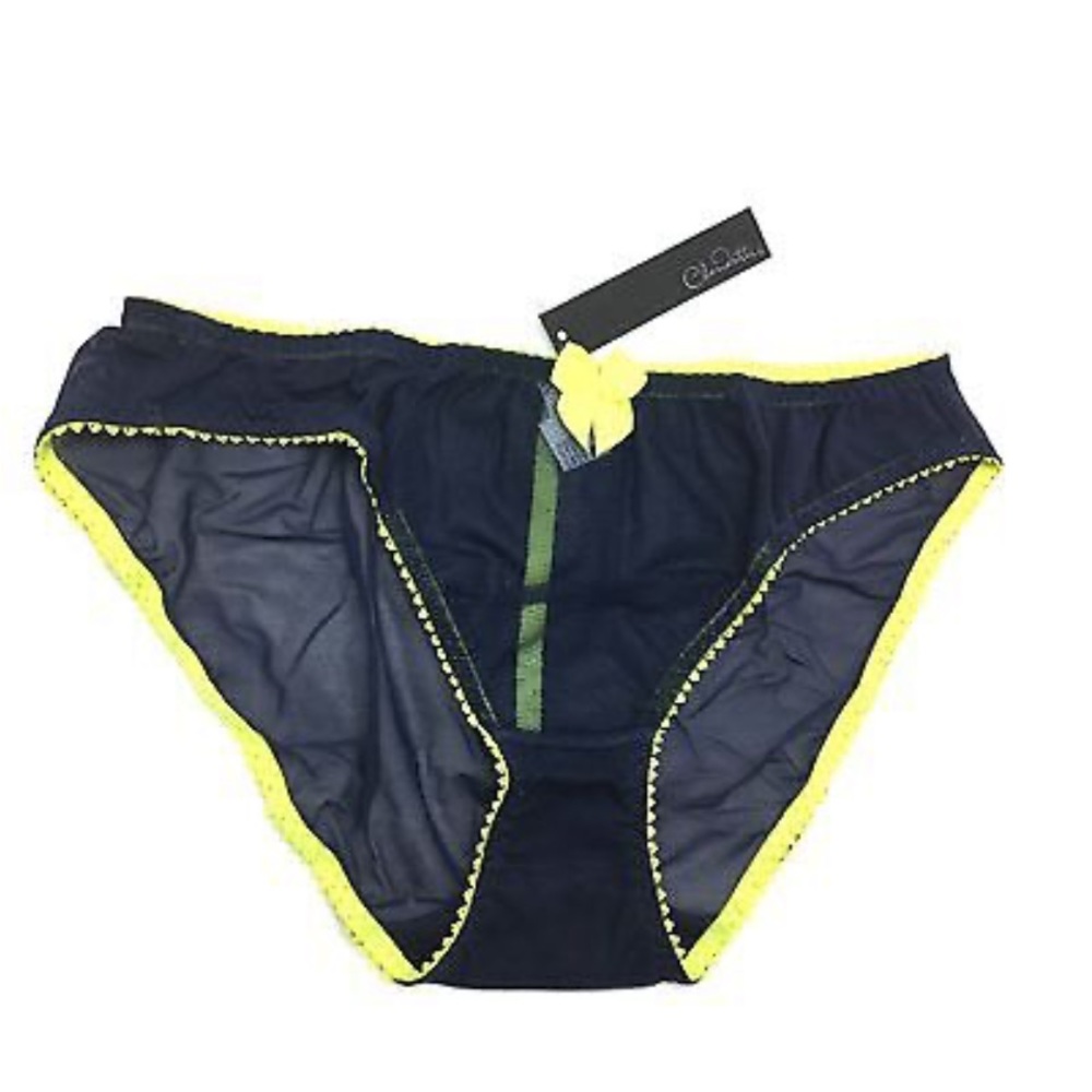 Claudette Dessous Mesh Bikini Panty brief sheer navy blue limeade green